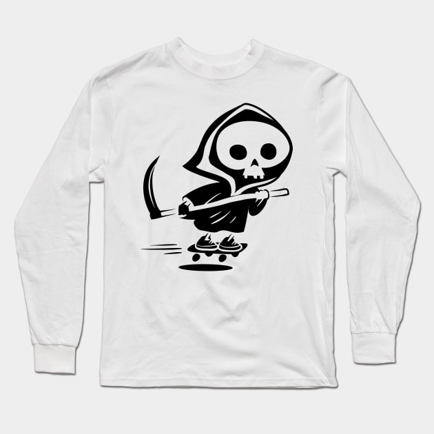 Death on a Skateboard Long Sleeve T-Shirt by Kopirin
